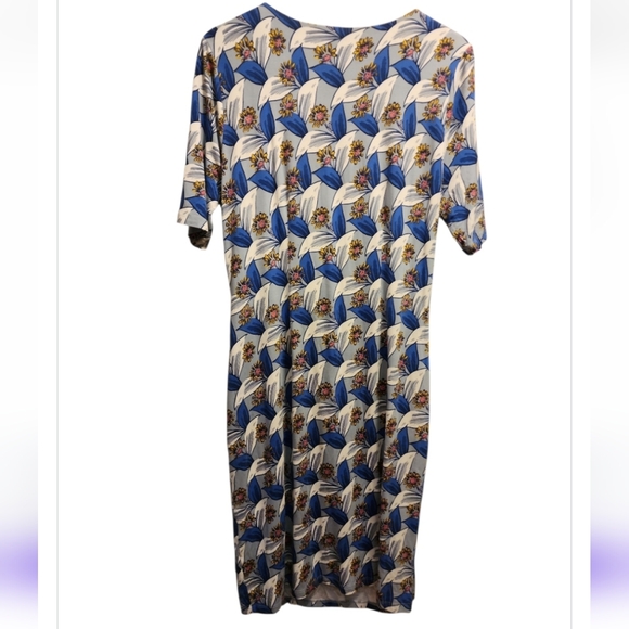 Boden Ruth Floral Faux Wrap Dress Womens Blue V-Neck Short Sleeve Knee Length 16 - Picture 6 of 10